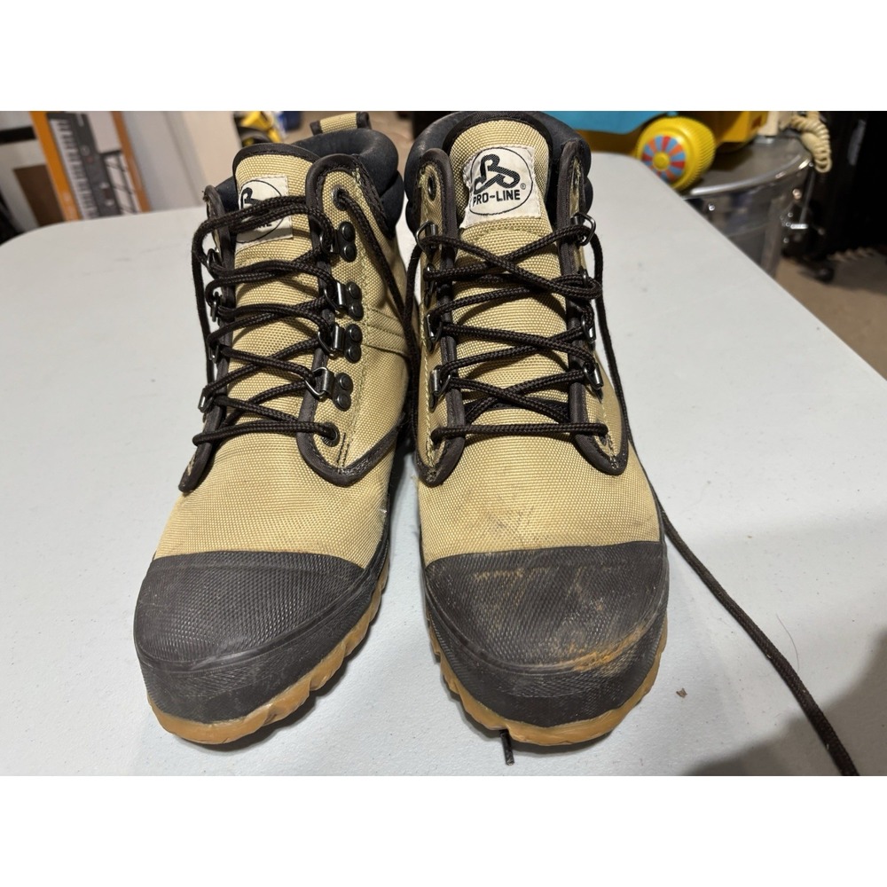Used PRO-LINE Men's Fishing and Hunting Boots Steel Shank Nylon Khaki Men‎ Sz 8